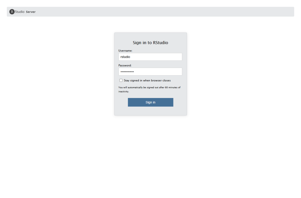 RStudio Login Screen