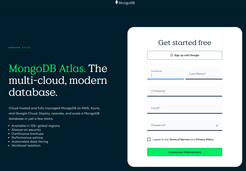MongoDB Atlas Login Portal